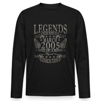 March 2005 | 2005 Vintage March Birthday - Men's Premium Organic Long Sleeve Shirt - black - Front - Nico (187cm)