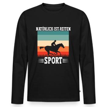 Reitsport Sattel Reiten - Männer Premium Bio Langarmshirt - Schwarz - Vorne - Nico (187cm)