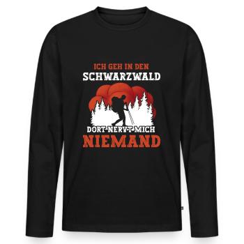 Niemand Nervt mich im Schwarzwald - Männer Premium Bio Langarmshirt - Schwarz - Vorne - Nico (187cm)