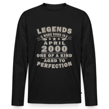 25ème anniversaire cadeau mari Original avril 2000 - T-shirt manches longues Premium bio Homme - noir - Devant - Nico (187cm)