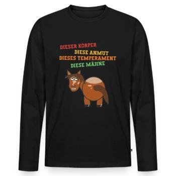 Schönes Pony Longieren - Männer Premium Bio Langarmshirt - Schwarz - Vorne - Nico (187cm)