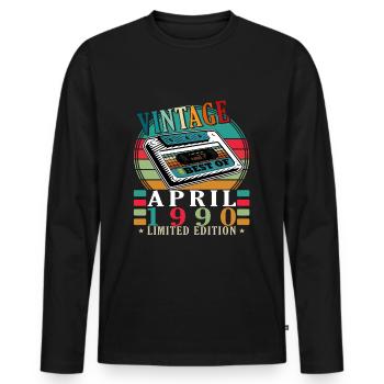 35ème anniversaire cadeau mari Original avril 1990 - T-shirt manches longues Premium bio Homme - noir - Devant - Nico (187cm)