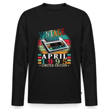 Avril 1995 Anniversaire Avril 1995 Avril 1995 - T-shirt manches longues Premium bio Homme - noir - Devant - Nico (187cm)