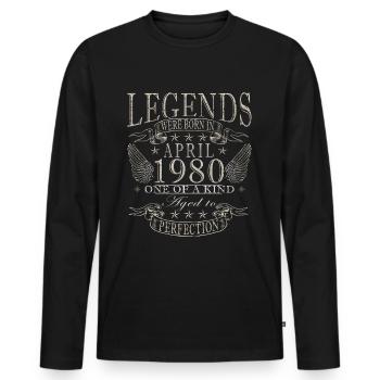 45th Birthday Original April Vintage 1980 - Men's Premium Organic Long Sleeve Shirt - black - Front - Nico (187cm)