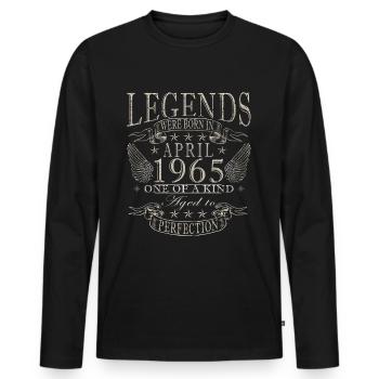 April 1965 Birthday April 1965 April 1965 - Men's Premium Organic Long Sleeve Shirt - black - Front - Nico (187cm)
