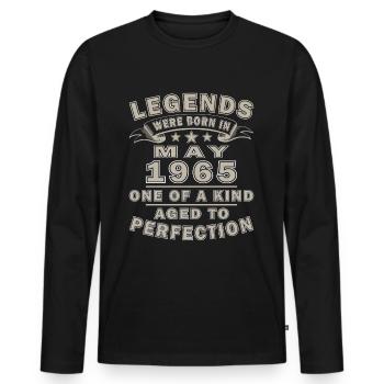 60th Birthday Original May Born 1965 - Men's Premium Organic Long Sleeve Shirt - black - Front - Nico (187cm)