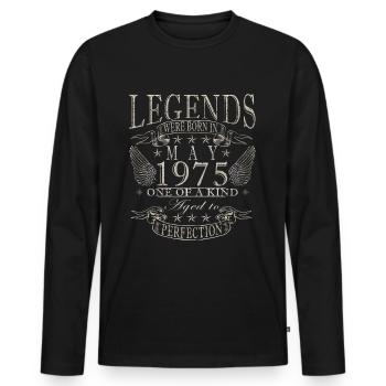 Né en mai 1975 Mai 1975 Né en mai 1975 - T-shirt manches longues Premium bio Homme - noir - Devant - Nico (187cm)