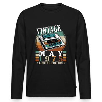Born in May 1975 - Geburtstag - Geschenk - Männer Premium Bio Langarmshirt - Schwarz - Vorne - Nico (187cm)