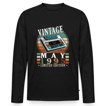 Born in May 1995 - Geburtstag - Geschenk - Männer Premium Bio Langarmshirt - Schwarz - Vorne - Nico (187cm)