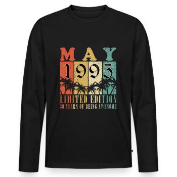 Mai 1995 | Mai 1995 Mai 1995 Cadeau d’anniversaire - T-shirt manches longues Premium bio Homme - noir - Devant - Nico (187cm)
