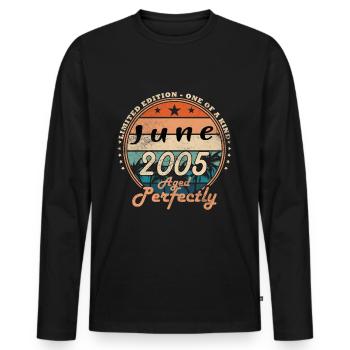 Juni 2005. Geburtstag Juni 2005 Geschenk Juni 2005 - Männer Premium Bio Langarmshirt - Schwarz - Vorne - Nico (187cm)