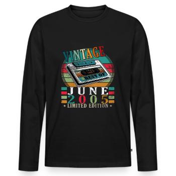 Juni 2005 | Geburtstag 2005 Jahrgang Juni 2005 - Männer Premium Bio Langarmshirt - Schwarz - Vorne - Nico (187cm)