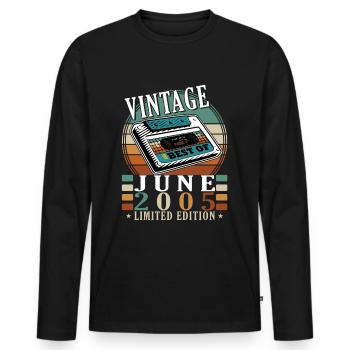 Juni 2005 | Geburtstag 2005 Jahrgang Juni 2005 - Männer Premium Bio Langarmshirt - Schwarz - Vorne - Nico (187cm)