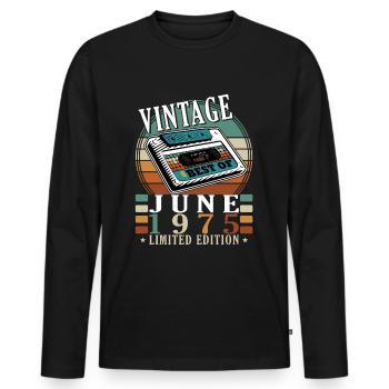 June 1975 Jubilee 1975 Legends June - Men's Premium Organic Long Sleeve Shirt - black - Front - Nico (187cm)
