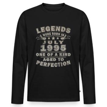 Juillet 1995 Anniversaire Juillet 1995 Juillet 1995 - T-shirt manches longues Premium bio Homme - noir - Devant - Nico (187cm)