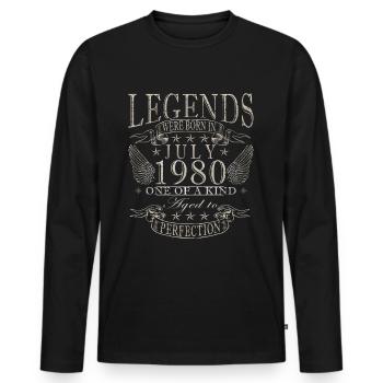 Juillet 1980 Jubilé Juillet 1980 Juillet 1980 - T-shirt manches longues Premium bio Homme - noir - Devant - Nico (187cm)