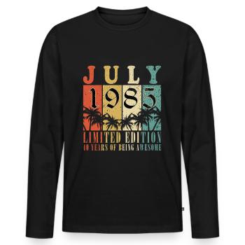 Original juillet 1985 - 40 ans d’être génial - T-shirt manches longues Premium bio Homme - noir - Devant - Nico (187cm)