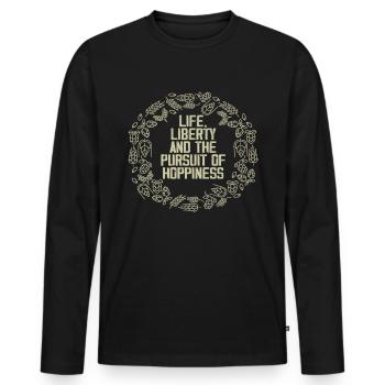 Life, Freedom and the Pursuit of Hoppiness - Men's Premium Organic Long Sleeve Shirt - black - Front - Nico (187cm)
