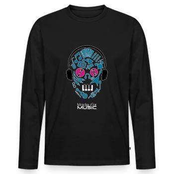 Gemacht für musik | Kopf aus Instrumenten hergestellt - Männer Premium Bio Langarmshirt - Schwarz - Vorne - Nico (187cm)