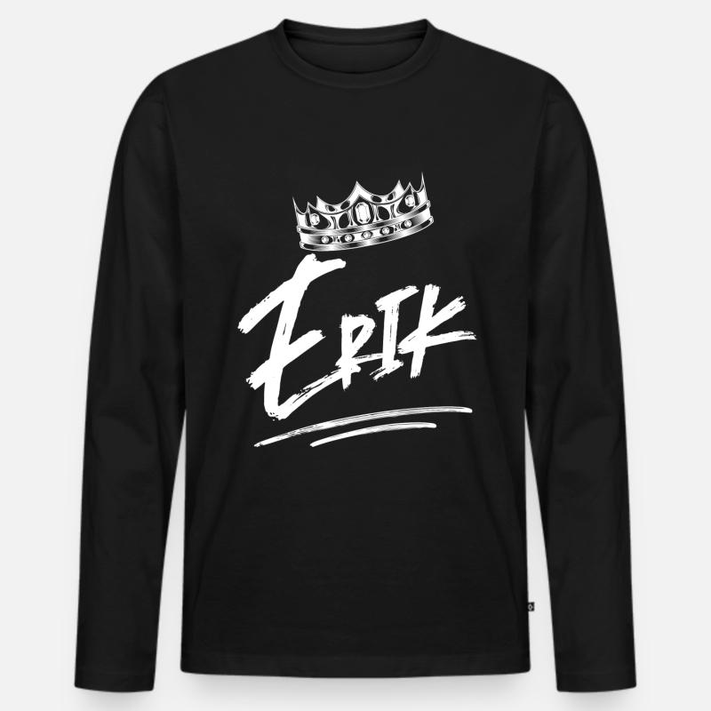 Erik - Männer Premium Bio Langarmshirt - Schwarz