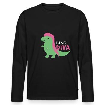 Dino Diva - Männer Premium Bio Langarmshirt - Schwarz - Vorne - Nico (187cm)