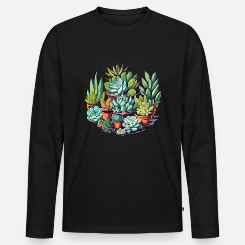 Pflanzen - Männer Premium Bio Langarmshirt - Schwarz