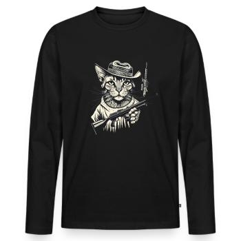 Jagd - Männer Premium Bio Langarmshirt - Schwarz - Vorne - Nico (187cm)