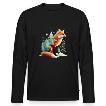 Winter Fuchs - Männer Premium Bio Langarmshirt - Schwarz - Vorne - Nico (187cm)