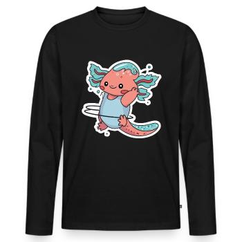 Hulahoop Axolotl - Männer Premium Bio Langarmshirt - Schwarz - Vorne - Nico (187cm)