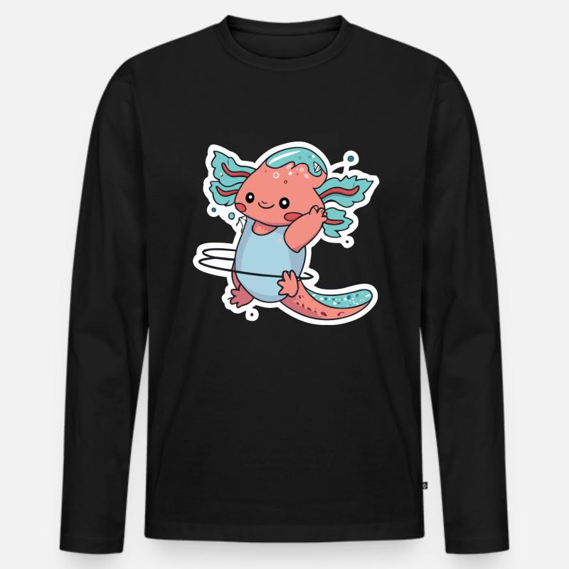 Hulahoop Axolotl - Männer Premium Bio Langarmshirt - Schwarz
