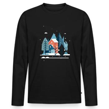 Winter - Männer Premium Bio Langarmshirt - Schwarz - Vorne - Nico (187cm)