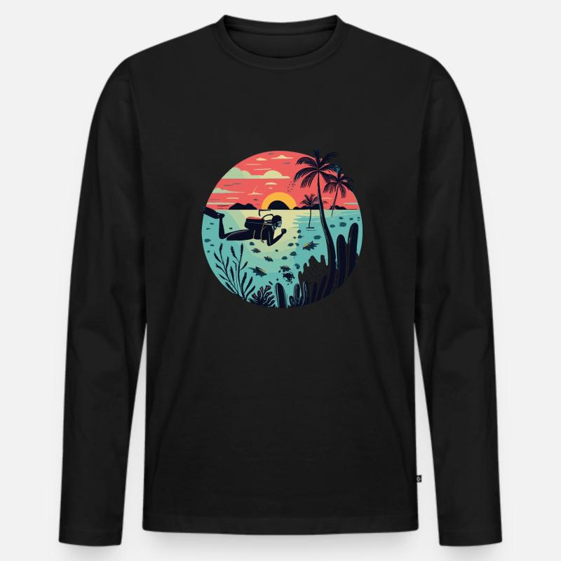Taucher - Männer Premium Bio Langarmshirt - Schwarz