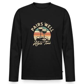 Wein - Männer Premium Bio Langarmshirt - Schwarz - Vorne - Nico (187cm)