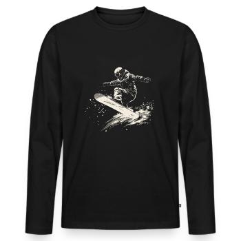 Snowboarder Snowboarding Sprung Schnee - Männer Premium Bio Langarmshirt - Schwarz - Vorne - Nico (187cm)