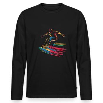 Buntes Skateboard Skating Skateboarding - Männer Premium Bio Langarmshirt - Schwarz - Vorne - Nico (187cm)