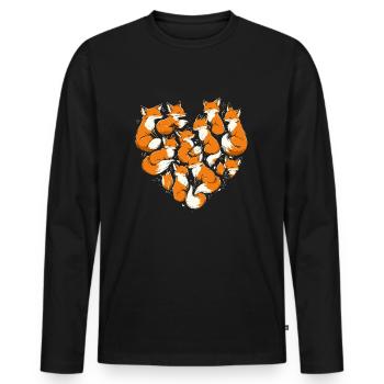 Füchse Herz Fuchs Herzform - Männer Premium Bio Langarmshirt - Schwarz - Vorne - Nico (187cm)