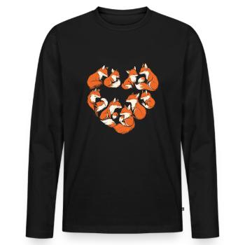 Füchse Herz Fuchs Herzform - Männer Premium Bio Langarmshirt - Schwarz - Vorne - Nico (187cm)