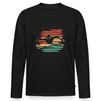 Flotteur de natation Retro Vintage - T-shirt manches longues Premium bio Homme - noir - Devant - Nico (187cm)