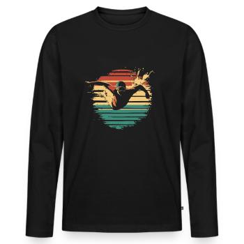Flotteur de natation Retro Vintage - T-shirt manches longues Premium bio Homme - noir - Devant - Nico (187cm)