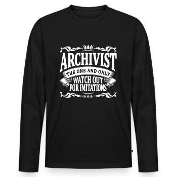 archivist the one and only - Men's Premium Organic Long Sleeve Shirt - black - Front - Nico (187cm)