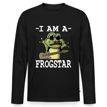 Je suis un Frogstar Frog Pun - T-shirt manches longues Premium bio Homme - noir - Devant - Nico (187cm)