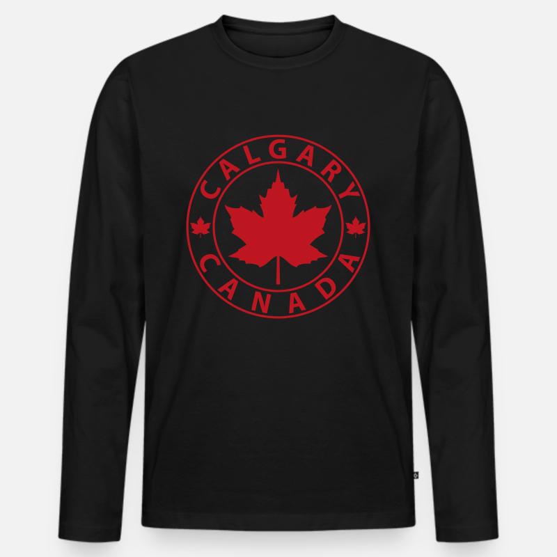 Calgary - Männer Premium Bio Langarmshirt - Schwarz
