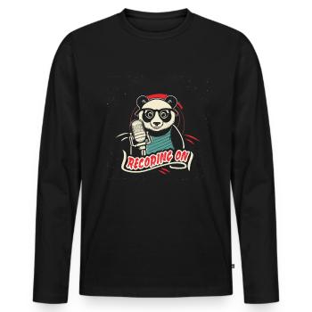 Podcaster - Männer Premium Bio Langarmshirt - Schwarz - Vorne - Nico (187cm)