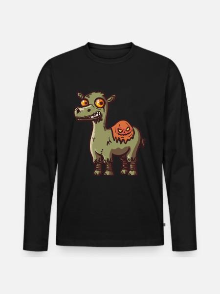 Kamel Halloween Lustig Zombie - Männer Premium Bio Langarmshirt - Schwarz
