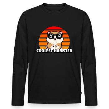 Hamster le plus cool - Coucher de soleil vintage - T-shirt manches longues Premium bio Homme - noir - Devant - Nico (187cm)
