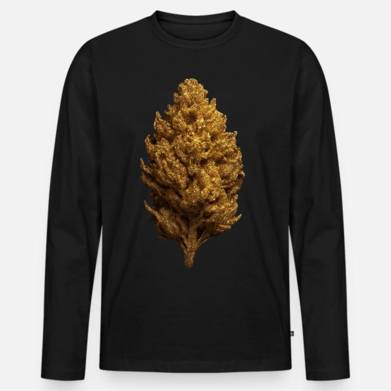 Goldener Bud - Männer Premium Bio Langarmshirt - Schwarz