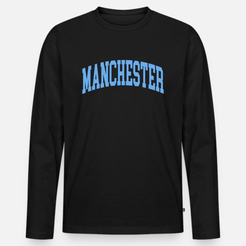 manchester - Männer Premium Bio Langarmshirt - Schwarz