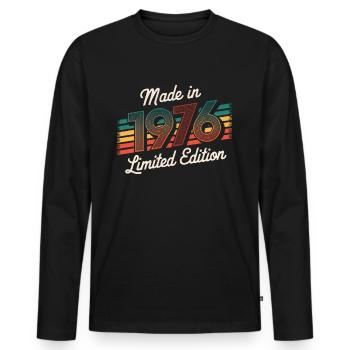 Made In 1976 Limited Edition - 49. Geburtstag - Männer Premium Bio Langarmshirt - Schwarz - Vorne - Nico (187cm)