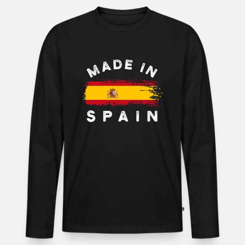 Made in Spain - Spanien Flagge - Männer Premium Bio Langarmshirt - Schwarz