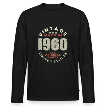 Vintage retro 1960 - T-shirt manches longues Premium bio Homme - noir - Devant - Nico (187cm)